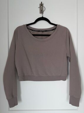 Balance Athletica Cropped Fleece Pullover Sweatshirt - Taupe Womens Small